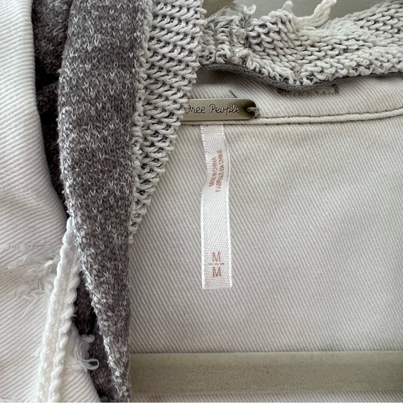 Free People White and Grey Hooded Denim Jacket - Picture 2 of 2